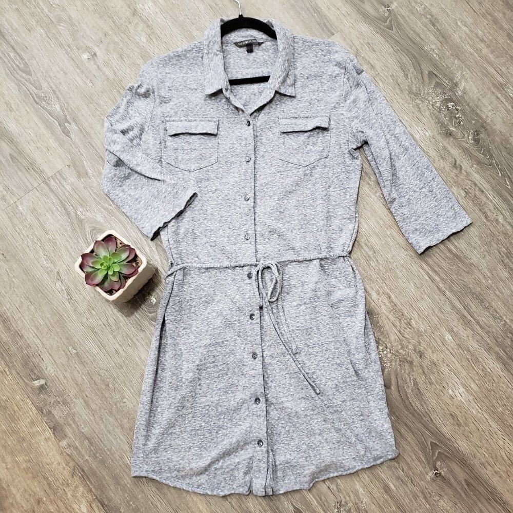 Victoria's Secret Grey Knit Shirt Dress Sz M